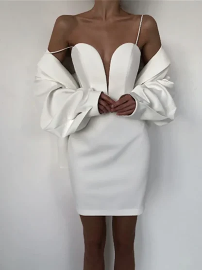 Spaghetti Strap Mini White Dress - Image 2