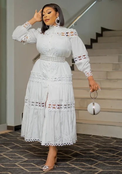 Hollow Out White Dress - Image 3