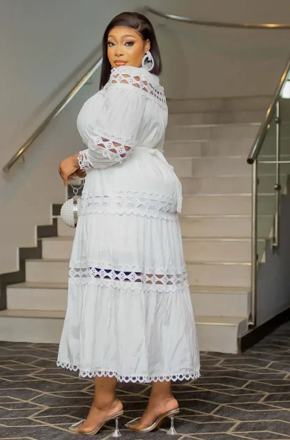 Hollow Out White Dress - Image 4