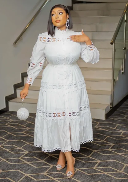 Hollow Out White Dress