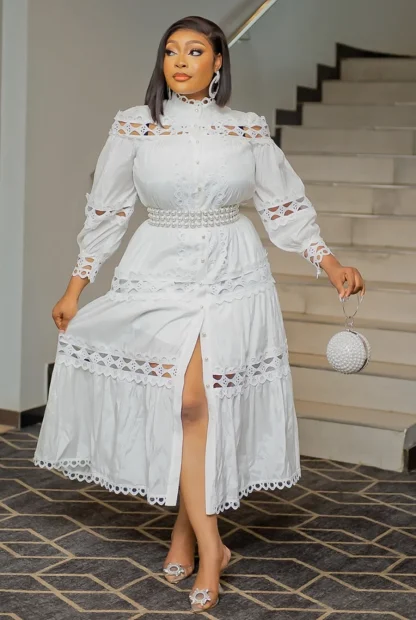 Hollow Out White Dress - Image 2