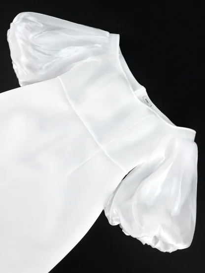 Off-shoulder Lantern Sleeve White Dress - Image 5