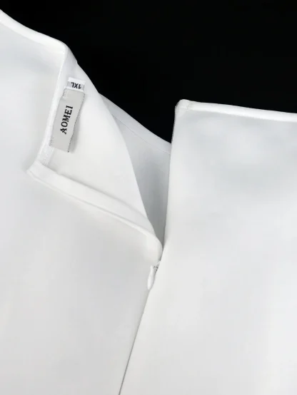 Off-shoulder Lantern Sleeve White Dress - Image 6