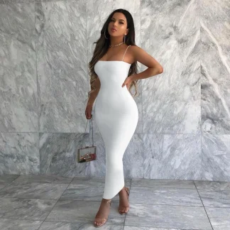 Camisole Bodycon Long White Dress