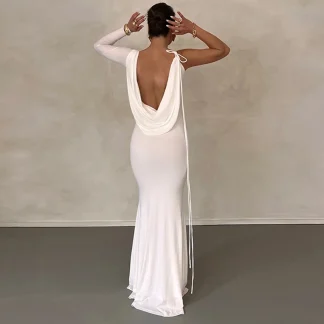 Reversible One-shoulder White Dress