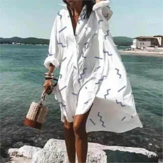 Printed Oversized White Dresses