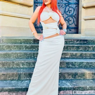 Sexy Elegant Halter White Dress